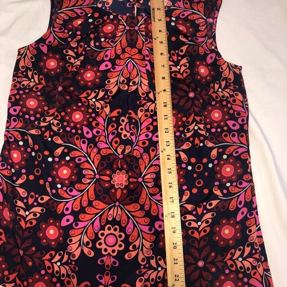 Sleeveless Top Size S Shell Red Blue Floral Paisley Print Shirt Lightweight - Picture 4 of 5